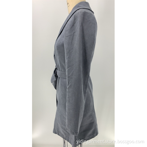 Long Suede Dark Grey Coat